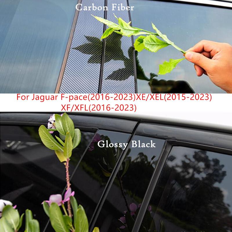 For Jaguar XE XEL XF XFL F-PACE 2015 2016- Car PC Material Pillar Post Cover Door Trim Window Molding Sticker Accessories