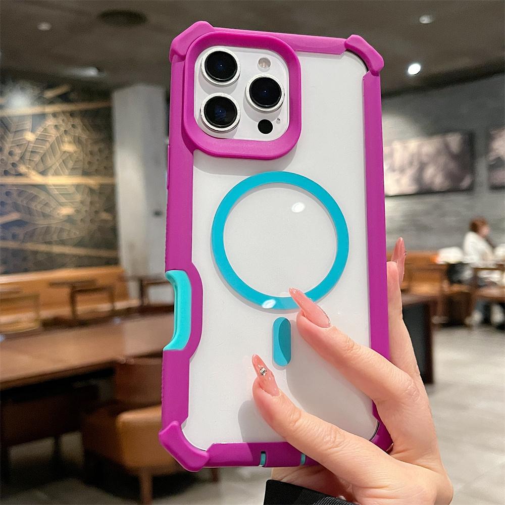 Magsafe Magnetic Clear Case for iPhone 16 15 14 Plus 13 12 11 Pro Max Wireless Charging Shockproof Fall Prevention Back Cover
