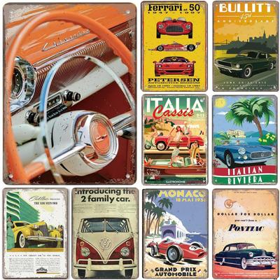 Vintage Pappa Bil Buss Poster Retro Metallskylt Skyltar Grand Prix Automobile Metallplåt Garage Bar Pub Klubb Hem Väggdekor