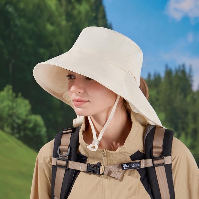 Sommer faltbarer Taschenhut große Krempe Schal Nackenschutz Sonnenschutz Fischerhut Outdoor Mode vielseitiger Sonnenhut Damen