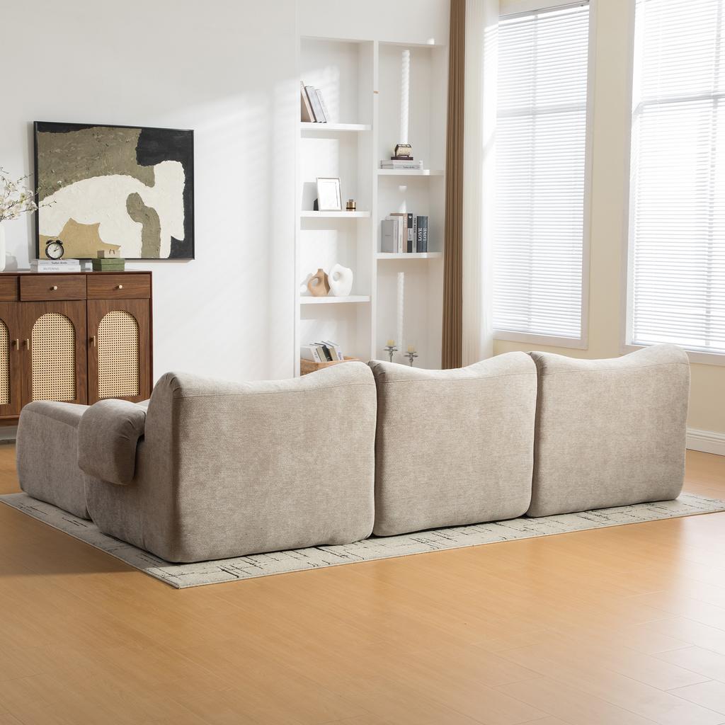 Modular Compression Sofa, Chenille Fabric, Filled with 30D High-Resilience Foam. Easy To Move, Non-Slip Base, Ideal for Living Room - Gray