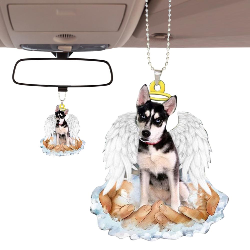 Dog Angel Ornament Angel Wing Dog Pendant 2D Acrylic Hang Ornaments For Christmas Tree Backpack Car Rearview Mirror Decor