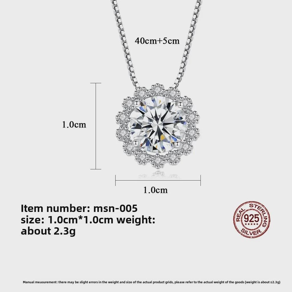 PAG&MAG Moissanite Snowflake Necklace for Women - S925 Sterling Silver, Simple Korean Design