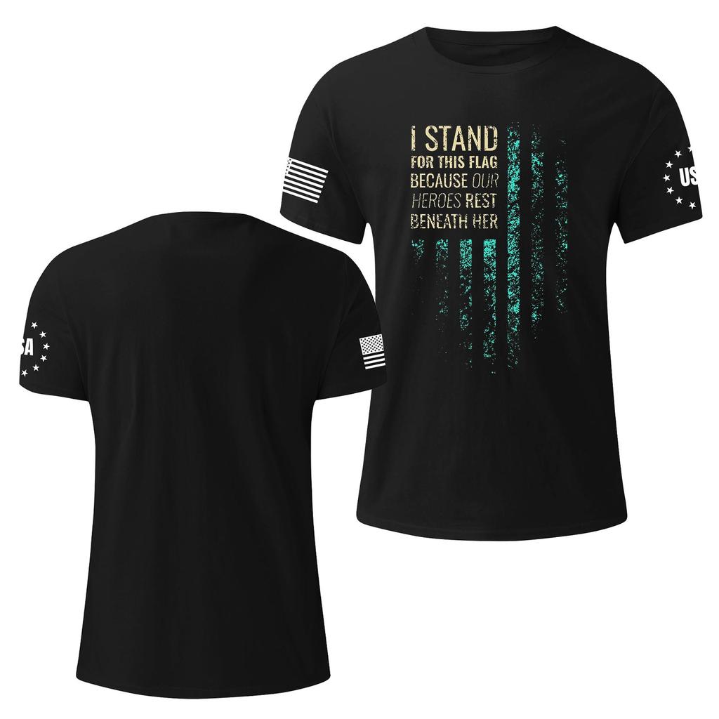 Men's Fashionable Casual Independence Day Printed Round Neck Short Sleeve T-Shirt Top