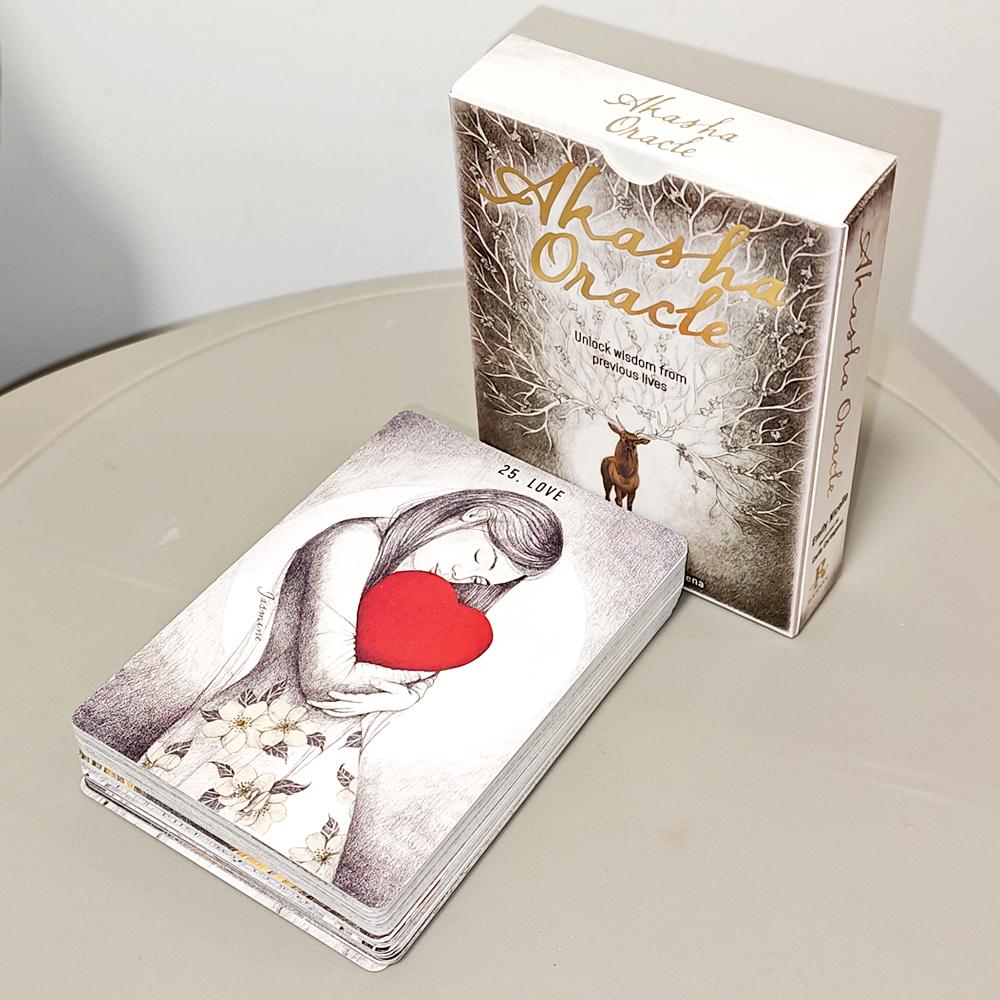 Akasha Oracle Deck 10.5x7.5cm 50 Cards To Unlock Past Life Wisdom Akashic Records Printed on 350GSM Double-embossed Cardstock