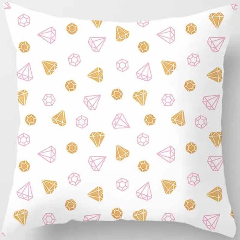 Pink Small Fresh Print Square Pillowcase Home Decoration Car Sofa Cushion Cover (45Cm*45Cm)