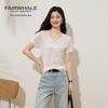 Mark Fairwhale Women's Mercerized Wool V-Neck Short Sleeve Knit Top
