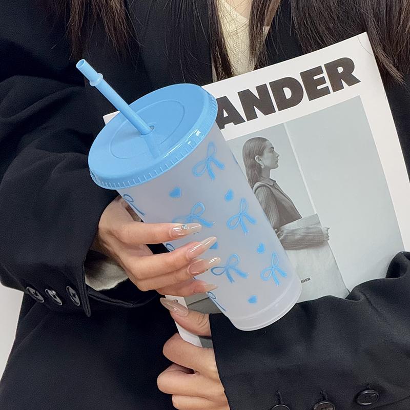 500/850ml Water Bottles Juice Milk Plastic Cup with Lid Straw Bubble Tea Coffee Cups Large Capacity Drinkware Transparent