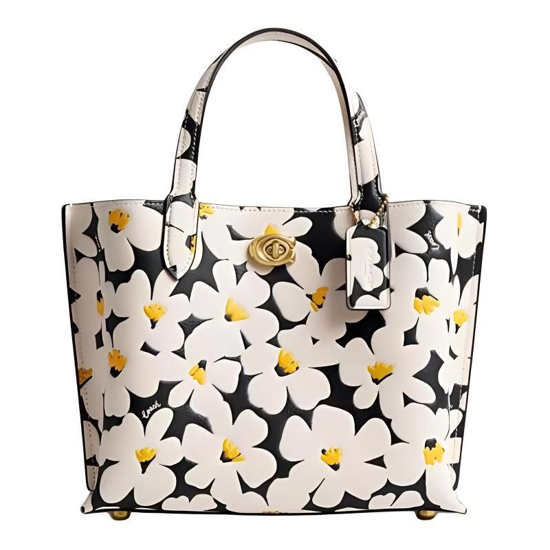 

COACH Field Letter Logo Leather Shoulder Crossbody Handbag Large Women s White білий
