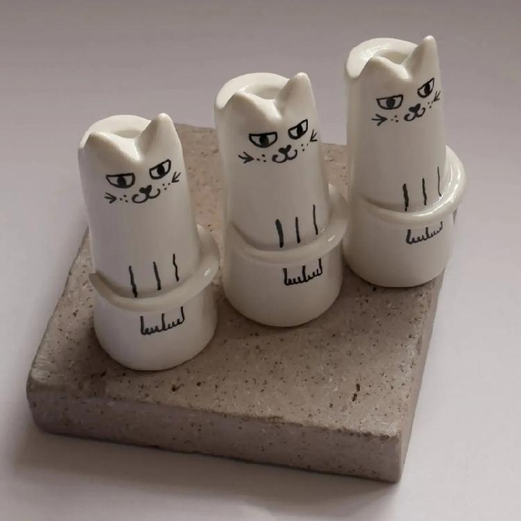 Einzigartige Katzen-Skulptur Harz Miniatur-Vasen Künstlerischer Wohnakzent für Blumengestecke Ästhetische Home-Office-Dekorationen