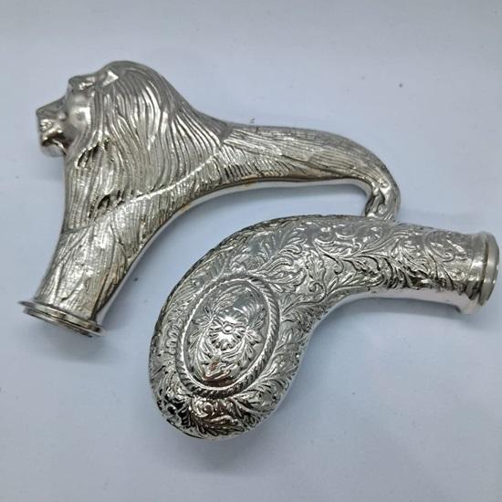 

Brass Designer Silver Head Walking Stick Lion and Golf Handle Victorian Wooden Cane Pack of 2 Handles with 1 Walking Stick Best Gift