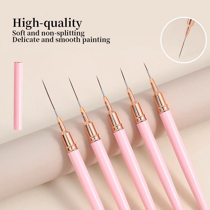 7/9/11/15/25mm Nail Brush Acrylic French Stripe Line 1Pcs Pink Black UV Gel Painting Pen Carved Nail Art Liner Brush For Manicur