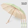 32-Rib Women’s Folding Umbrella: Dual-use for Sun & Rain, UV Protected, Colored Coating, Enlarged, Reinforced & Thickened.