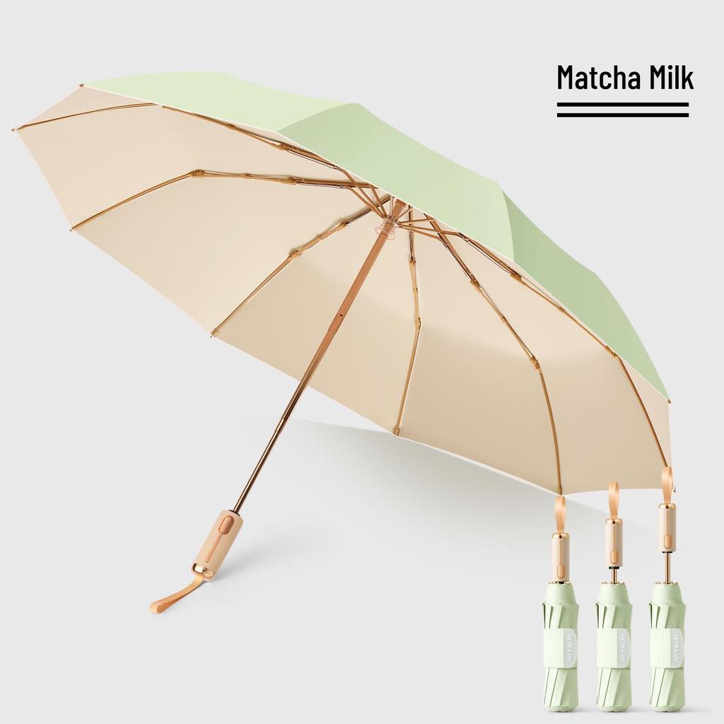 32-Rib Women’s Folding Umbrella: Dual-use for Sun & Rain, UV Protected, Colored Coating, Enlarged, Reinforced & Thickened.