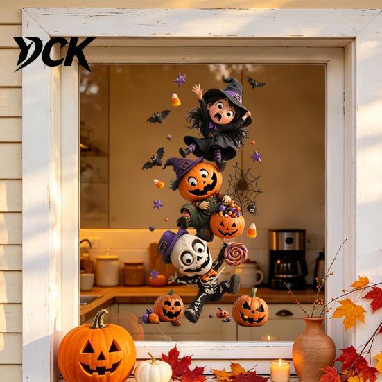 Easy Apply Home Decor Stickers Halloween Window Clings,PVC Waterproof Static Decals, Removable Festive Wall Stickers, Flexible Coverings Animals/Ghost
