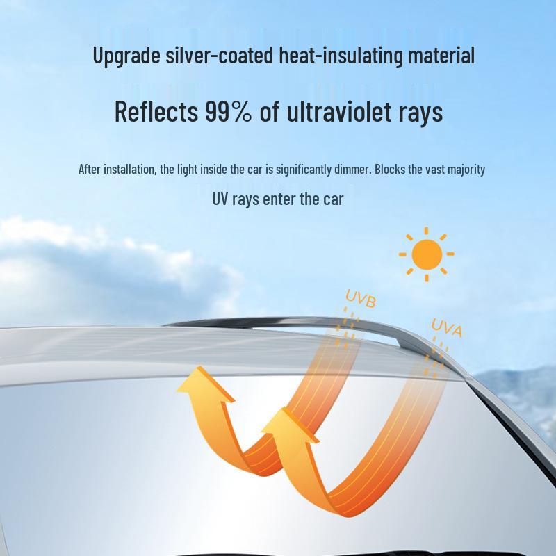 Foldable Car Sunshade: Heat Insulation Sunblock Curtain for Windshield and Windows.