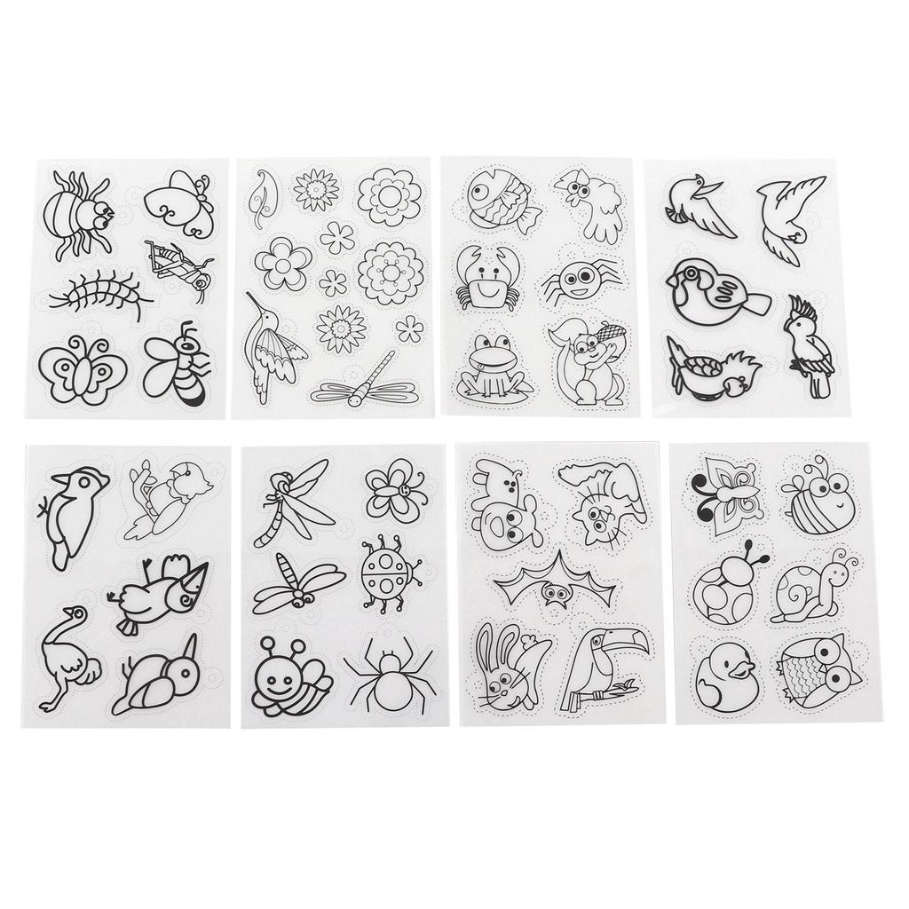 Heat Shrink Sheets 8 Pcs Hand Painted Printing with Pattern Filling for Kids Craft School Project Ornaments