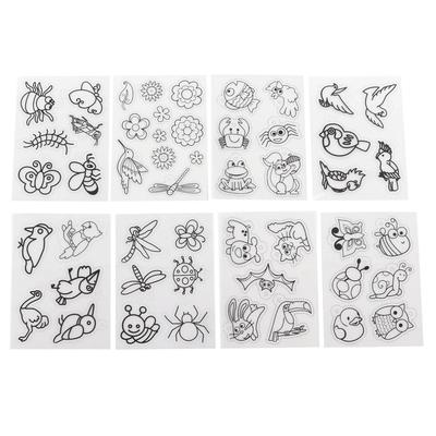 Heat Shrink Sheets 8 Pcs Hand Painted DIY Printing with Pattern Filling for Kids Craft School Project DIY OrnamentsBird