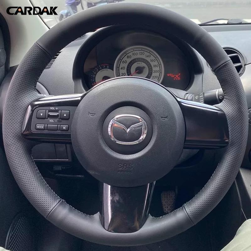 Black Leather Car Steering Wheel Braid