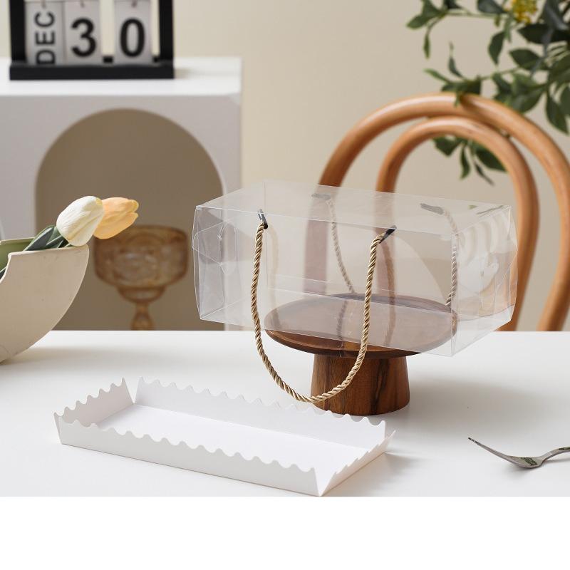 Thickened PET Rectangular Cake Box Transparent Dessert Packaging Case Handheld Biscuit Dessert Boxes 10pcs Empty Box Without Food Portable