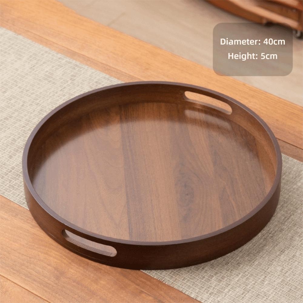 Walnut Color Food Storage Trays Round Dessert Pallet Decorate Tray Bamboo Wooden Tray  Kitchen