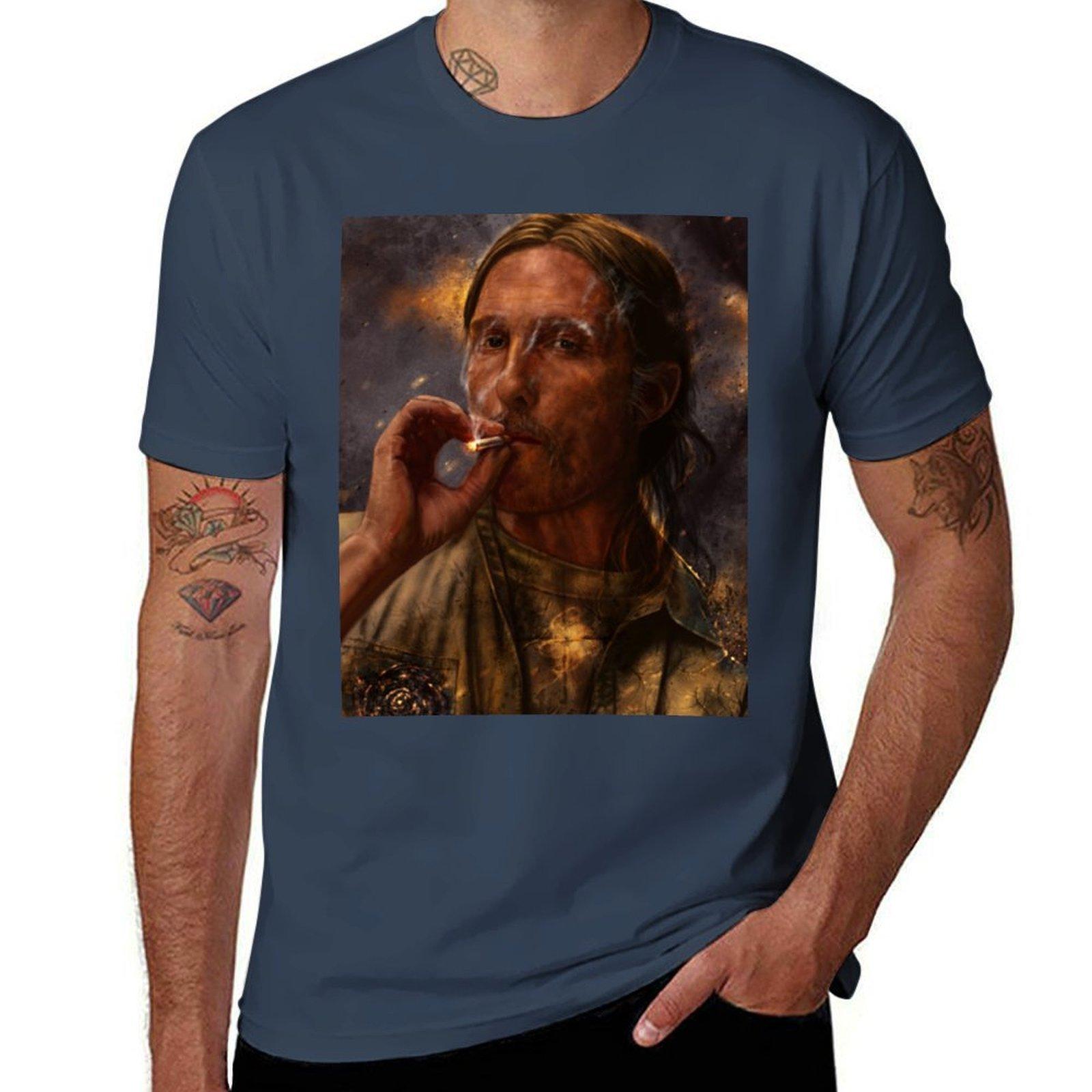 True Detective Rust Cohle 2014 TShirt Work Basic Short Sleeve Top S