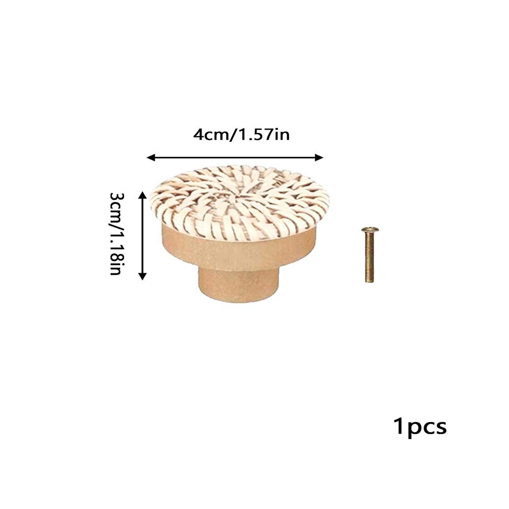 

Boho Rattan Knobs Wood Handles Handmade Wicker Woven Round Cabinet Knobs Pulls Wardrobe Dresser Drawer Handles with Screws