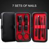 7pcs Nail Clippers Set Portable Stainless Steel Black Pedicure Scissor Tweezer Manicure Nail Tools