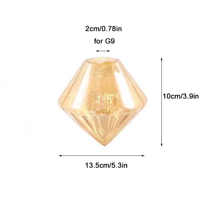 Klarer bernsteinfarbener Glasschirm Ersatz für G9 Fassung Kegel- oder Diamantmuster mit 22mm Öffnung Lampenschirm für DIY Kronleuchter