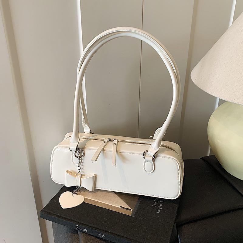 

Маленькая сумка премиум-класса с текстурой, женская, 2025 новинка, универсальная на плечо/под мышку, нишевая сумка-багет белый