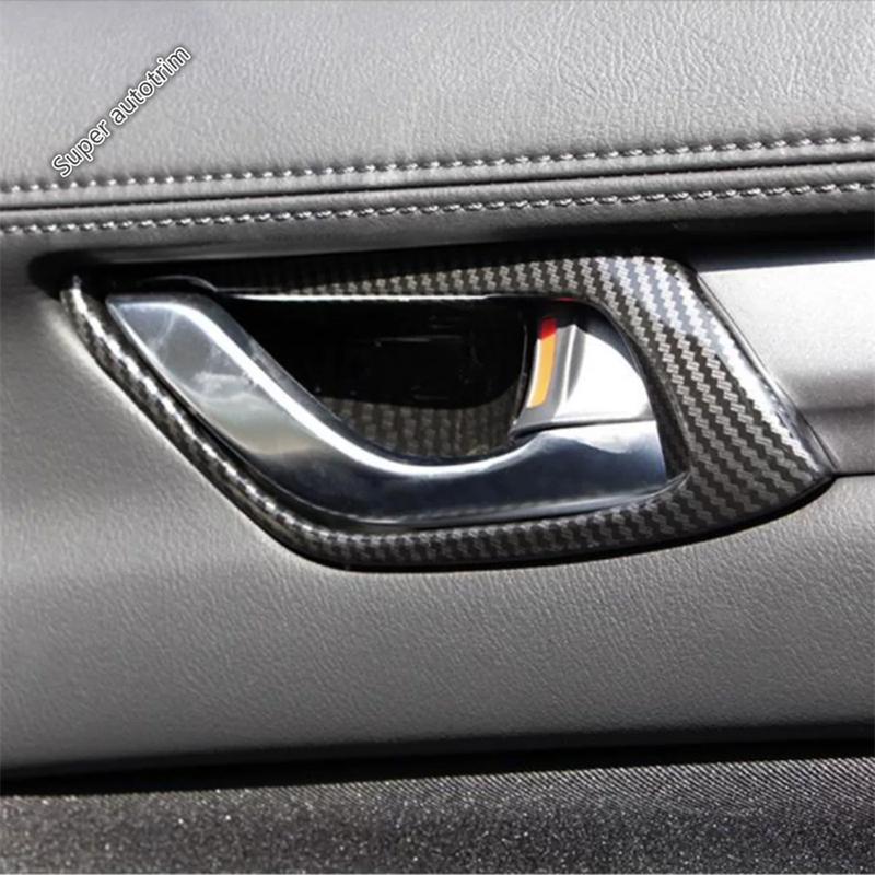 Car Inner Door Handle Bowl Frame Panel Cover Trim Carbon Fiber Interior Accessories For Mazda CX-5 CX5 CX-8 KG CX8 2017 - 2025