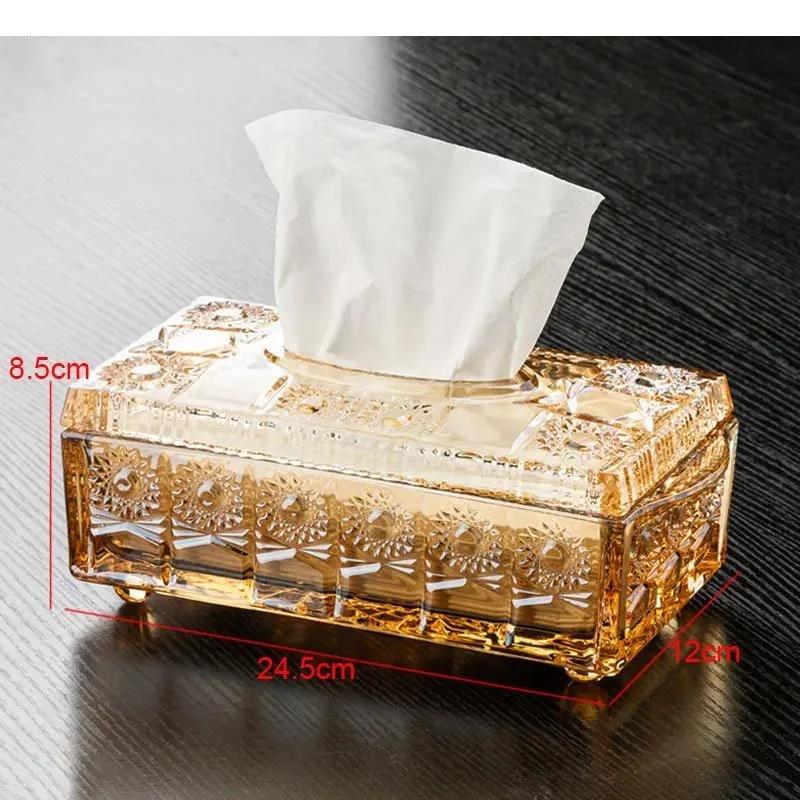 Relief Pattern Glass Tissue Boxes Paper Towel Napkin Holders Home Living Room Desktop Toilet Box Storage Containers