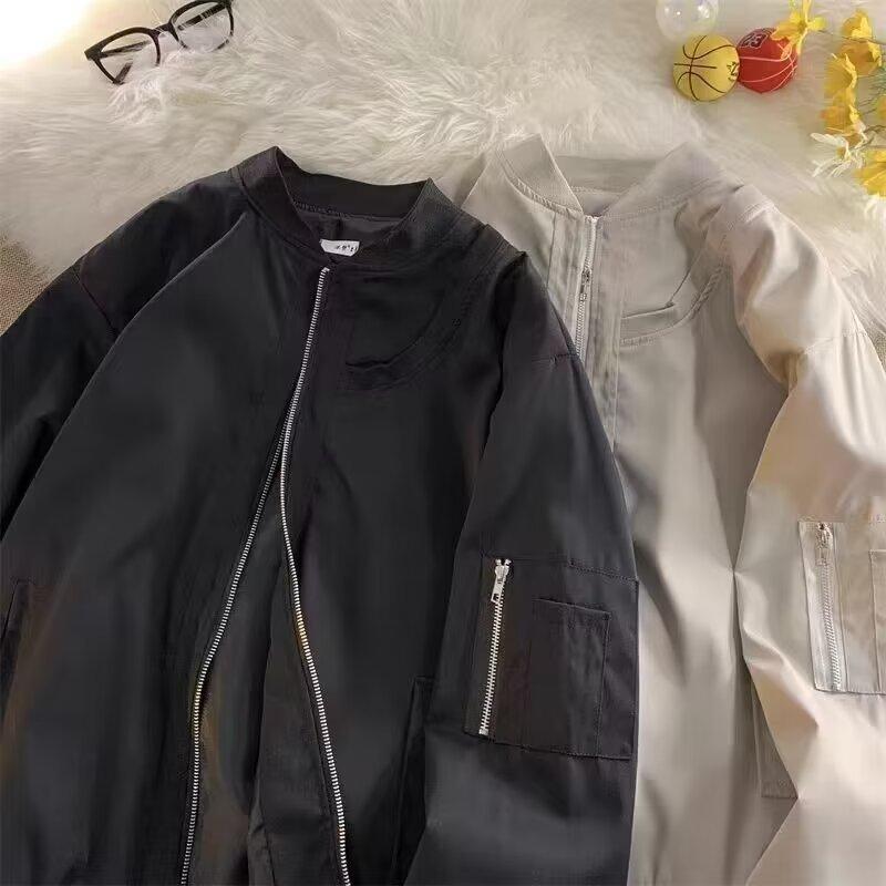 Bomber Jacket Design Sense Niche Street Solid Color Baseball Uniform Autumn Winter Women's Retro Jacket Women