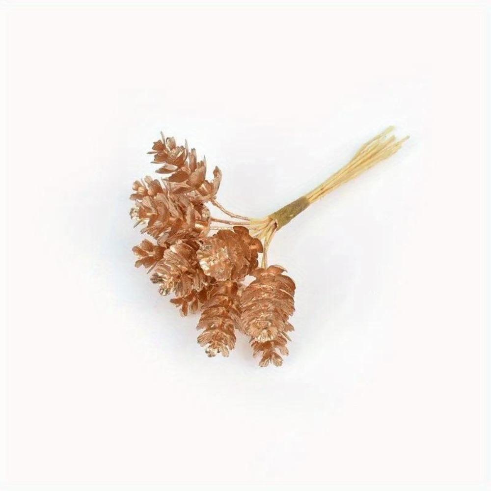 

20Pcs/Lot Festivals Decoration Accessories Pine Cone Leaf DIY Handmade Gift Box Decoration Artificial Flower Golden Pinecones