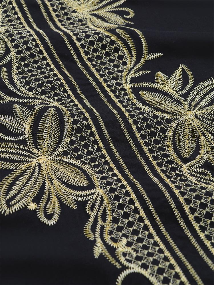 EDOLYNSA Solid Color Vintage Embroidered Bat Sleeve Kaftan Tunic Casual V-neck Side Split Beach Maxi Dress Summer Women Beachwear Swimsuit Cover Up