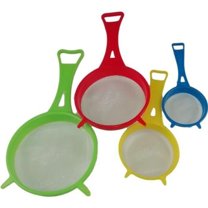 Set de 4 Tamis à Farine Thé Huile Sucre Passoire Maille Filtre Colorés