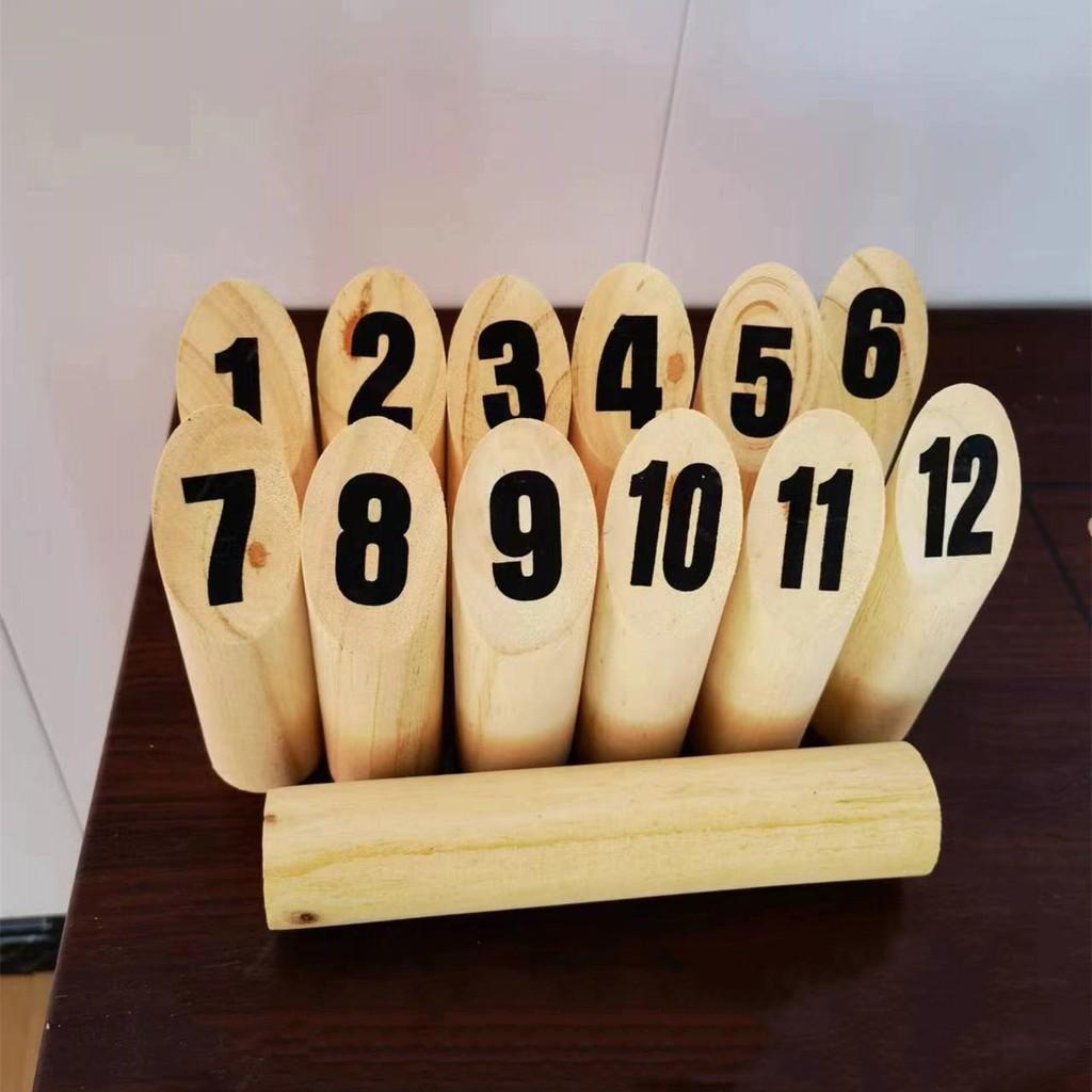 Finland Kubb Wooden Toy Outdoor Childrens Number Bowling Game For Kids