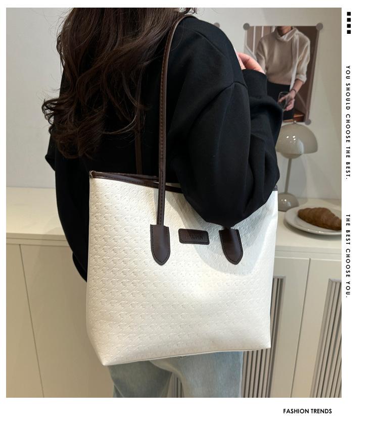 Large-capacity Bag Women's 2025 New Leisure Work Shoulder Bag, High-end College Student Class Commuting Tote Bag