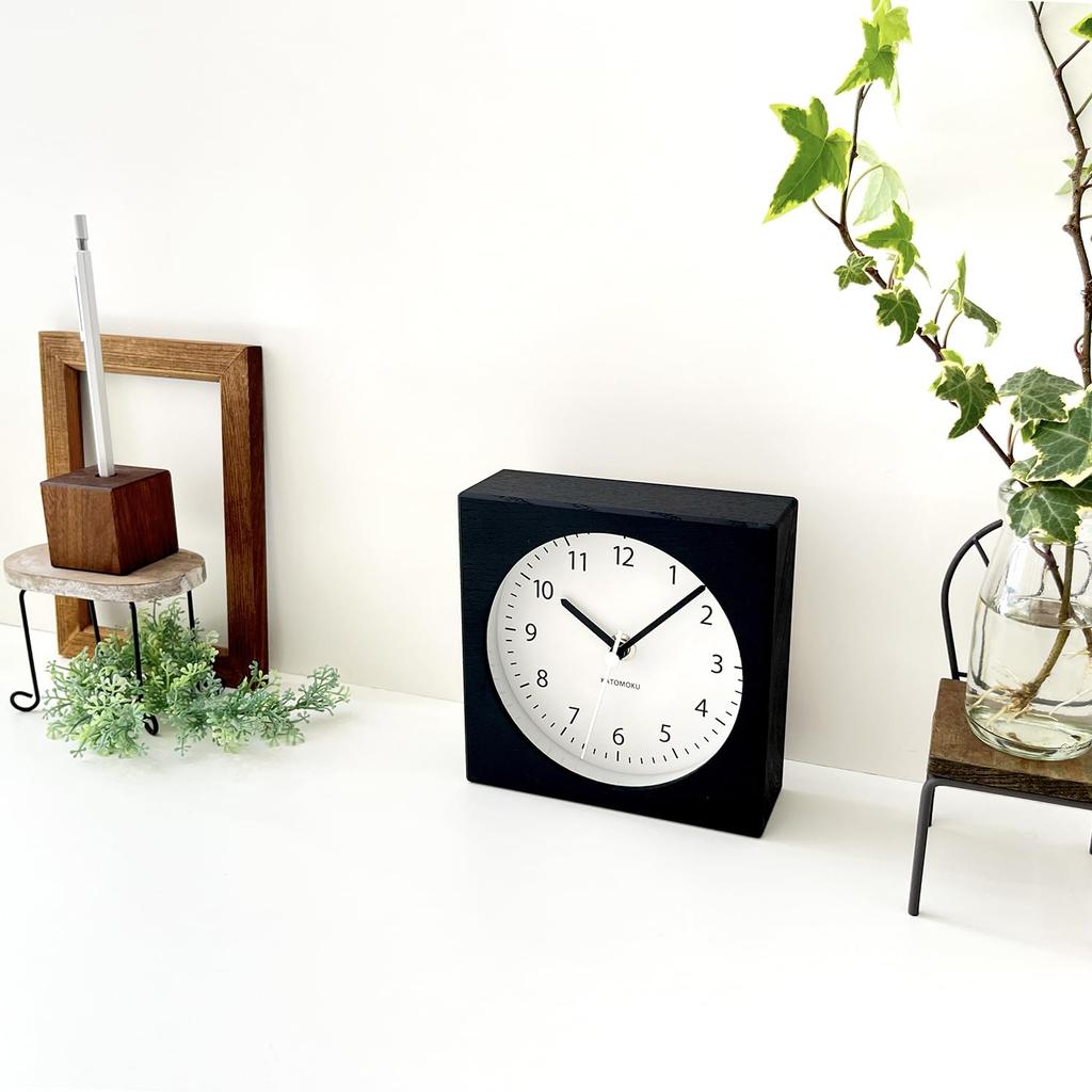 KATOMOKU Doppelnutzungs-Uhr 8, Schwarz, km-134BKRC, Wand-/Tischaufstellung, Funkgesteuerte Uhr, Kontinuierlicher Sekundenzeiger, 14cm