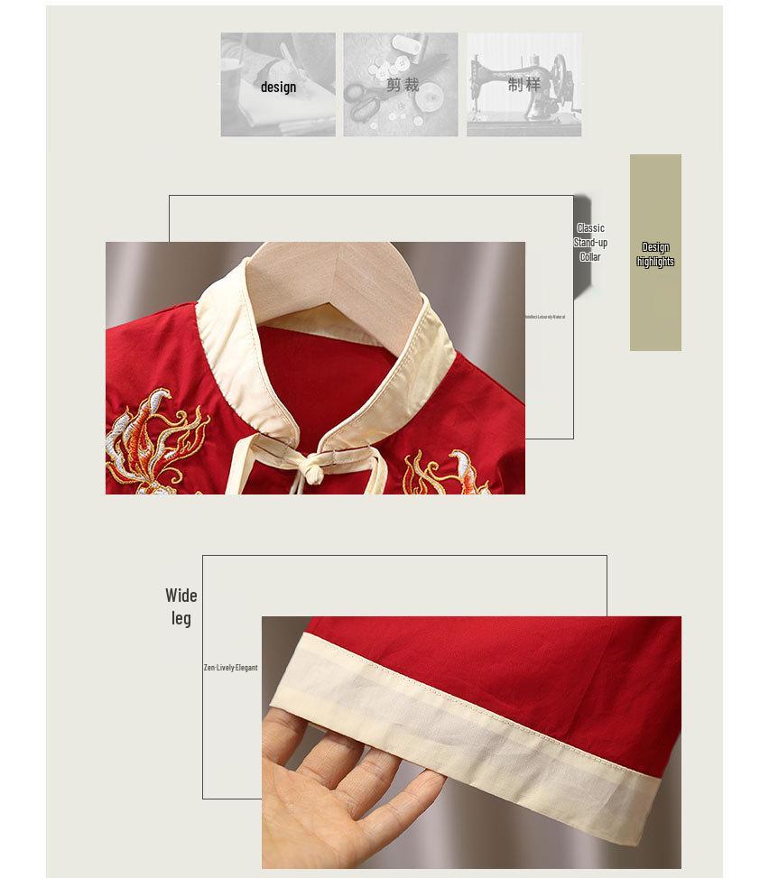 Chinese Style Summer Hanfu Set: Baby Boy's 1st Birthday Retro Short-Sleeved Tang Suit