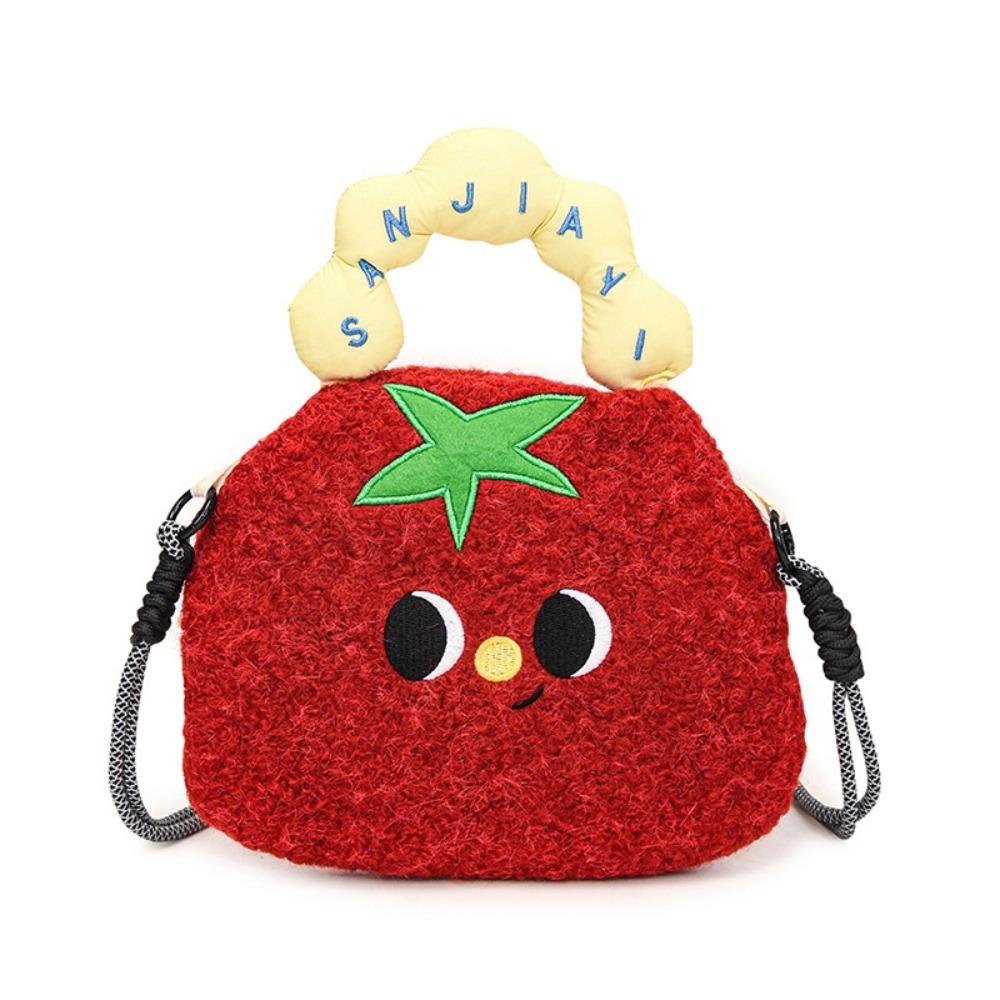 

Soft Phone Pouch Bread Dog Coin Purse Kawaii Plush Shoulder Bag Women Girls Tomato
