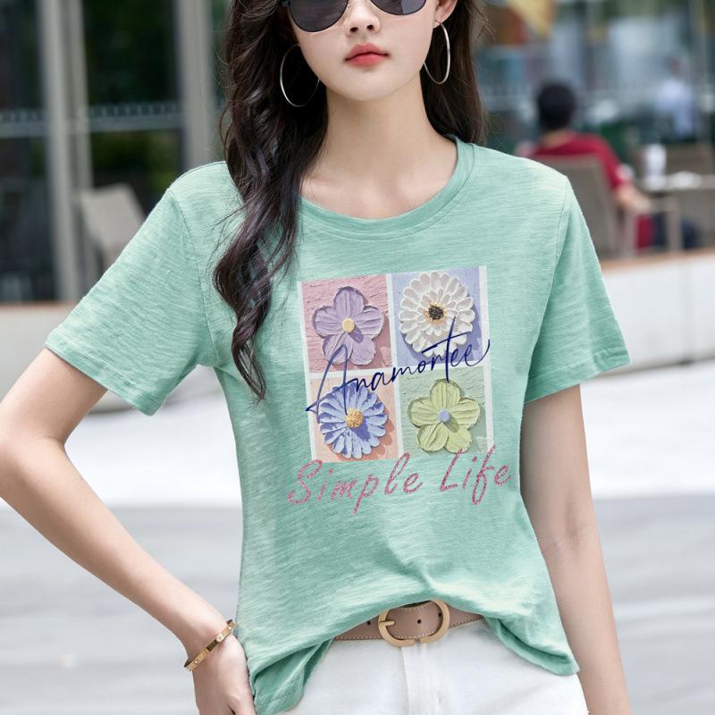 

Летняя женская свободная футболка с трехмерным принтом и изогнутым низом, с короткими рукавами, женская повседневная футболка 3XL зелёный