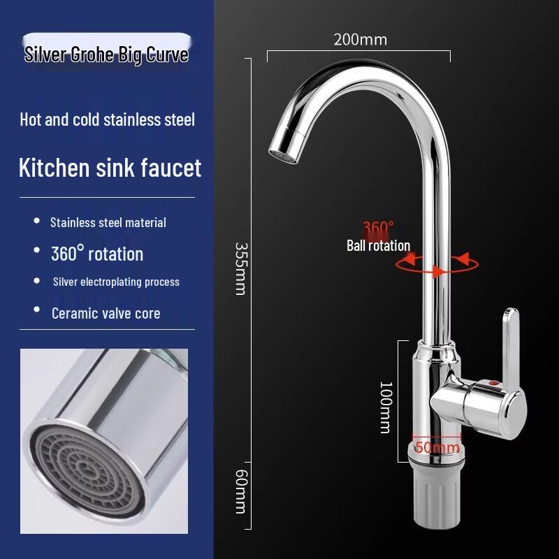 TLXT Stainless Steel Wall-Mounted Rotating Kitchen Faucet