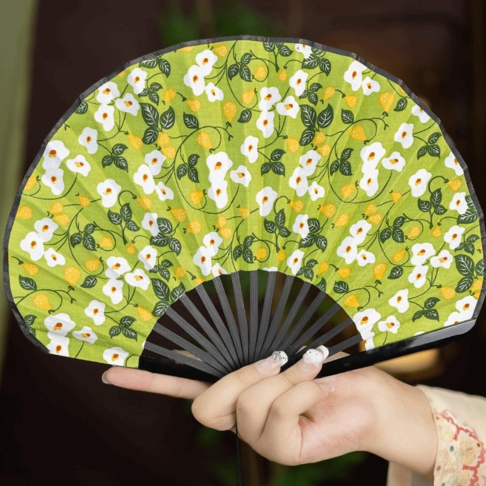 Creative Cotton Linen Cloth Retro Shell Fan Handheld Chinese Style Chinese Style Fan Folding Hand Fan Craft