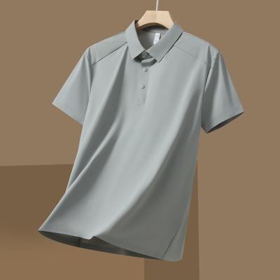 Mens Solid Color Short Sleeve Turn Down Collar Business Casual Cool Polo Shirt