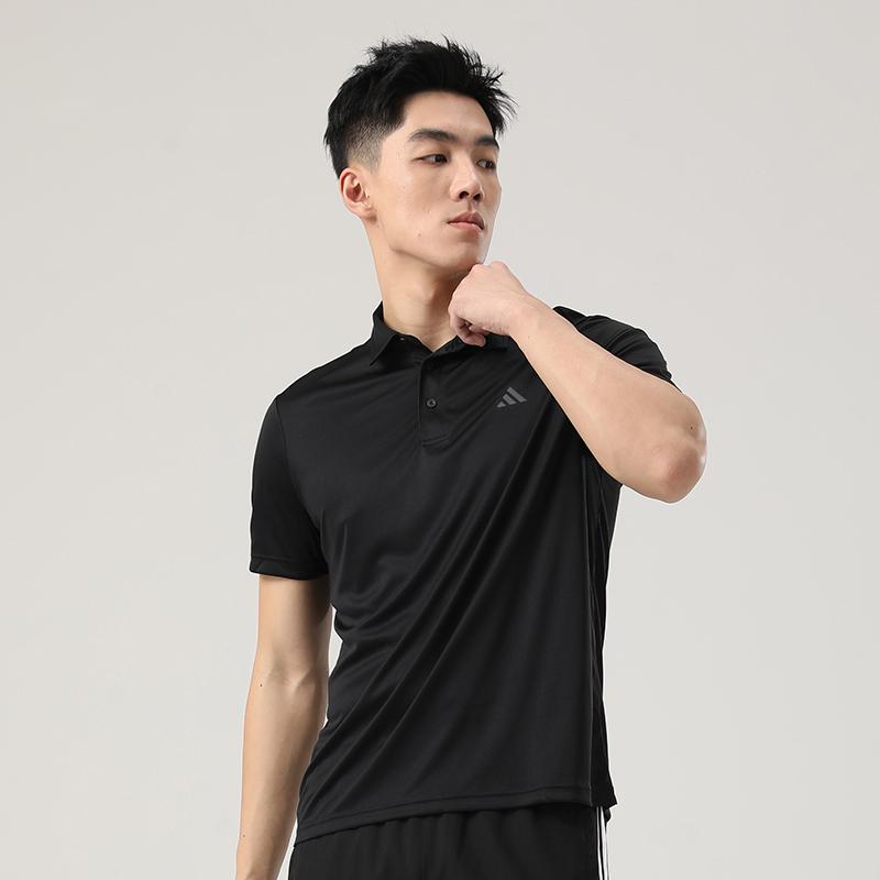 adidas Golf Three Stripes Logo Casual Breathable Quick-Dry Short Sleeve Polo Shirt Men Tops Black KD7255