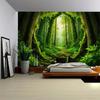 Extra Large Tranquil Jungle Creek Landscape Photo Tapestry Polyester Aesthetic Print Wall Hanging for Living Room Decor