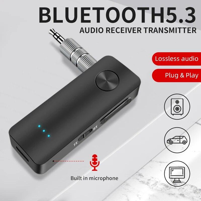 Bluetooth 5.3 Audio Receiver Transmitter Stereo Music Hansfree Call 3.5mm AUX Jack USB Dongle Wireless Adapter For TV PC Car Kit