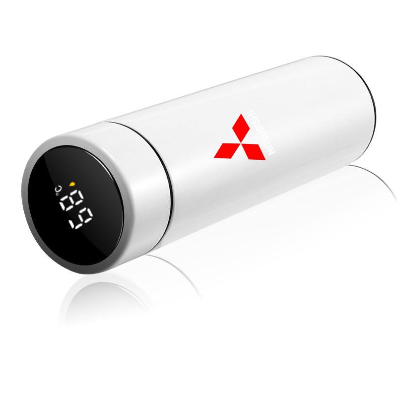 Ny Smart Termosflaska För Bil Med Temperaturvisning Kaffekopp För Mitsubishi Motors Metallklistermärke Etikett Emblem Krom