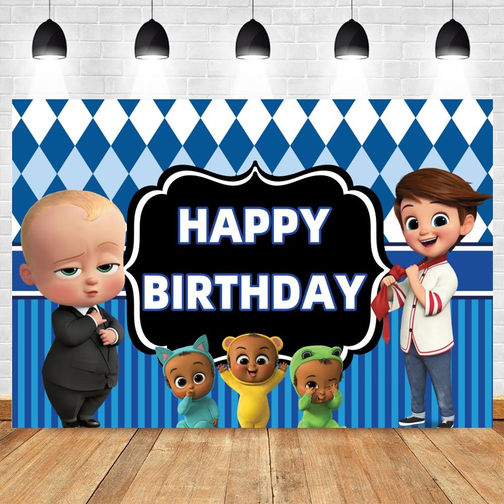 Boss Baby Thema Achtergrond Meisje Jongen Verjaardagsfeest Kinderkamer Decoratie Fotografie Achtergrond Gepersonaliseerd Naam Poster Banner